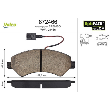 VALEO 872466 Pastiglie freno Anteriore per