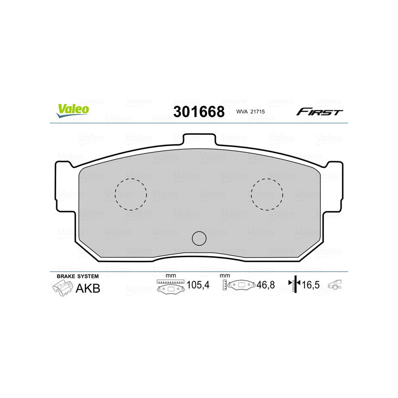 VALEO 301668 Brzdové platničky Zadné pre
