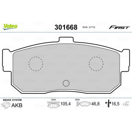 VALEO 301668 Klocki hamulcowe Tył dla