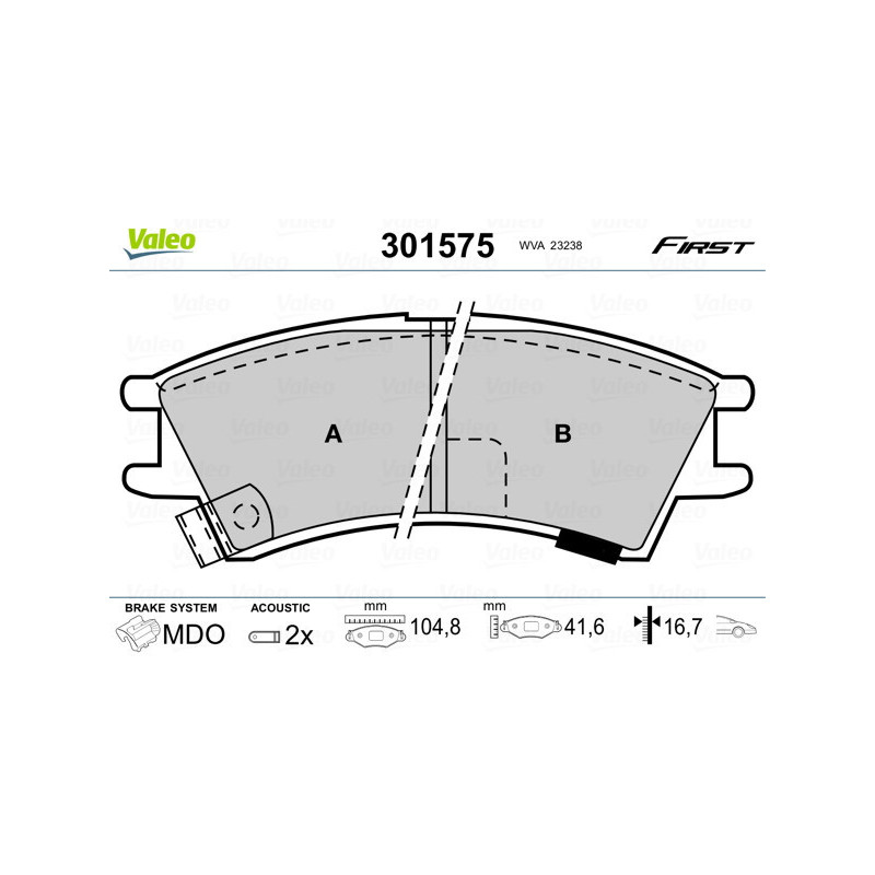 VALEO 301575 Plaquettes de frein Avant pour