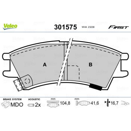 VALEO 301575 Pastiglie freno Anteriore per