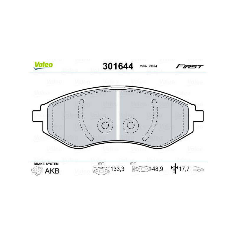 VALEO 301644 Klocki hamulcowe Przód dla