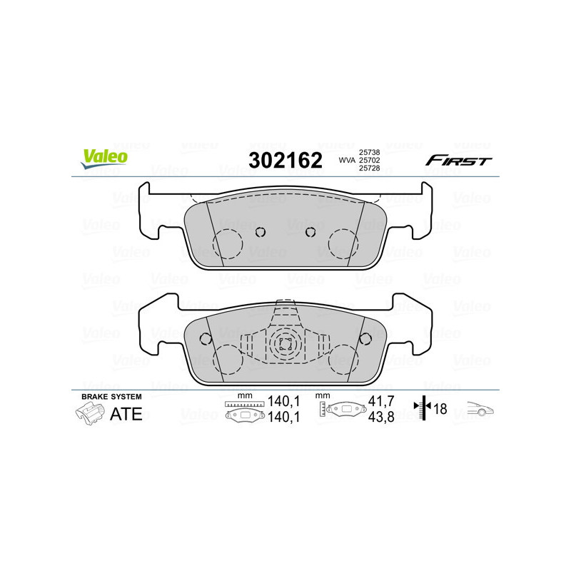 VALEO 302162 Pastillas de freno Delantero para