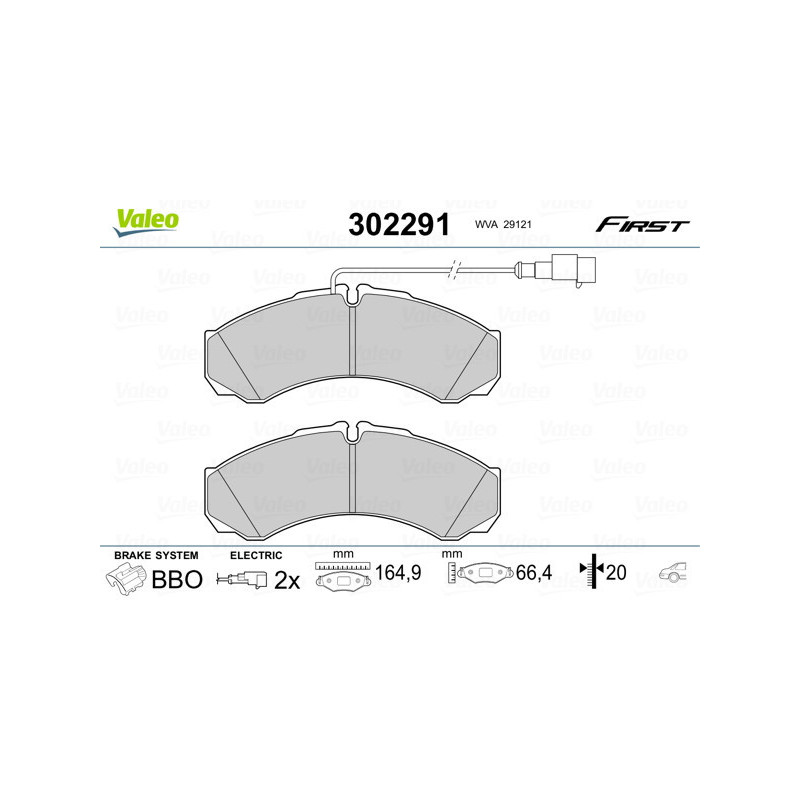 VALEO 302291 Pastiglie freno Posteriore per