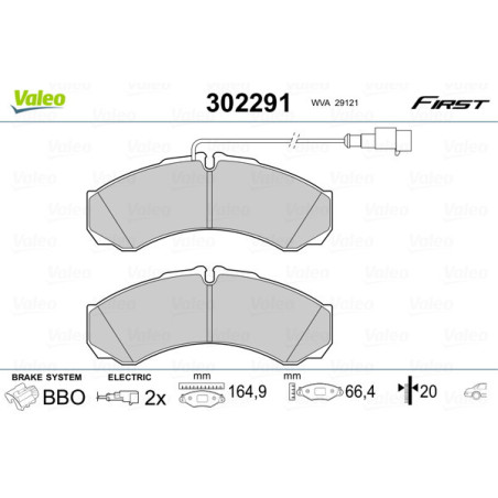 VALEO 302291 Plaquettes de frein Arrière pour