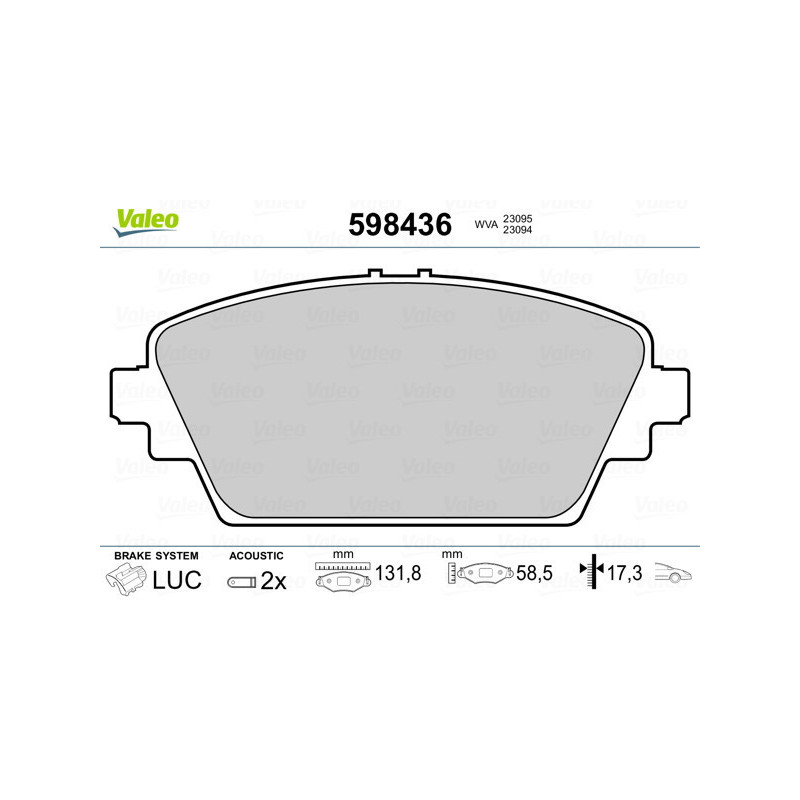VALEO 598436 Bremsbeläge Vorne für