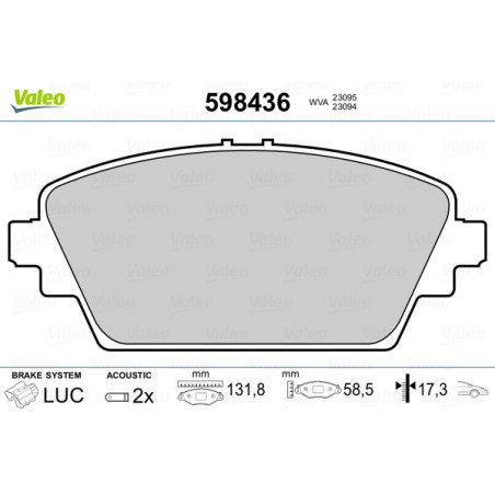 VALEO 598436 Brake Pads Set Front for