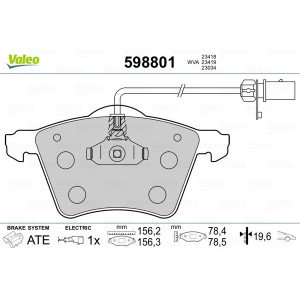 VALEO 598801 Pastiglie freno Anteriore per