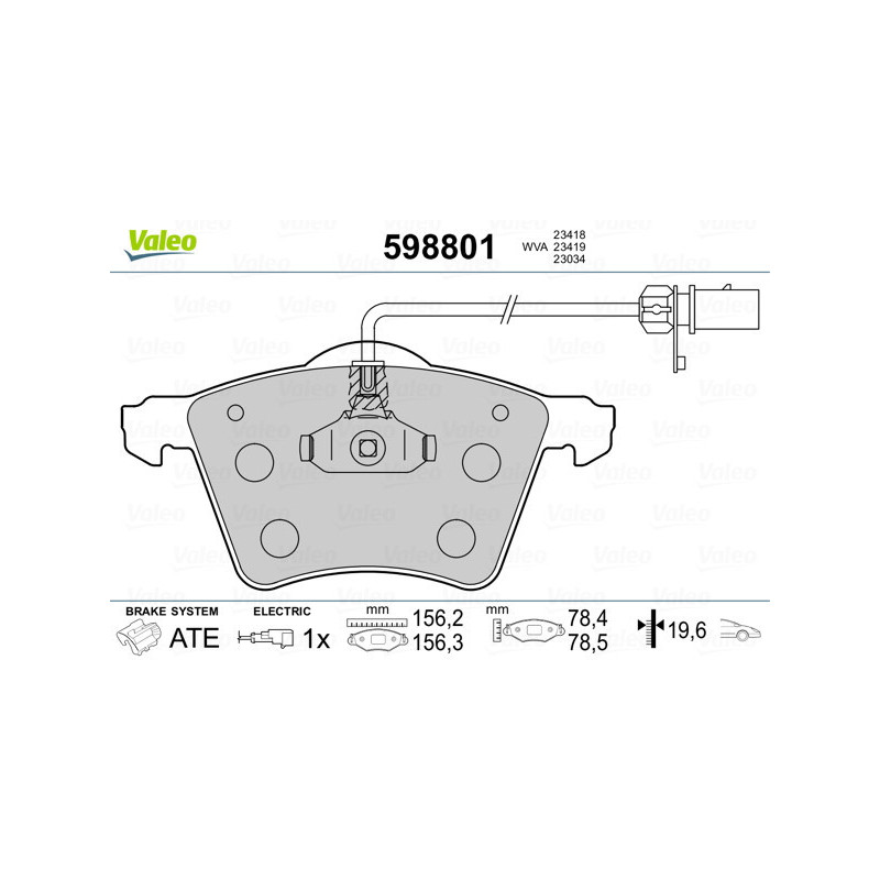 VALEO 598801 Bremsbeläge Vorne für