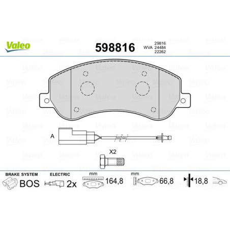 VALEO 598816 Pastillas de freno Delantero para