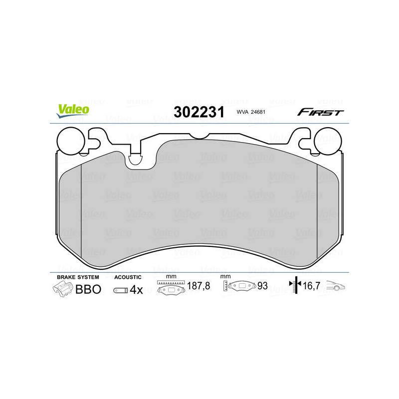 VALEO 302231 Brzdové destičky Přední pro