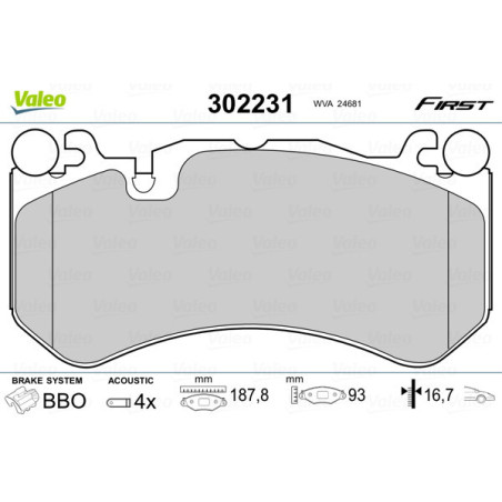 VALEO 302231 Bremsbeläge Vorne für