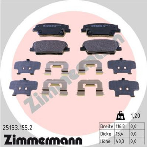 ZIMMERMANN 25153.155.2 Brzdové platničky Zadné pre