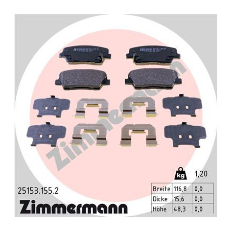 ZIMMERMANN 25153.155.2 Brzdové platničky Zadné pre