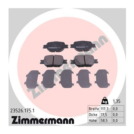 ZIMMERMANN 23526.175.1 Brzdové platničky Predné pre