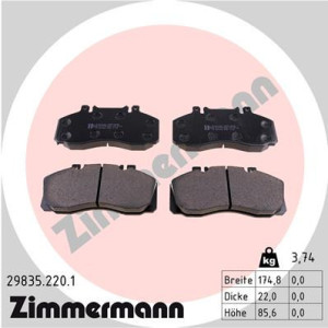 ZIMMERMANN 29835.220.1 Brzdové platničky Predné pre