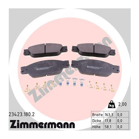 ZIMMERMANN 23423.180.2 Klocki hamulcowe Przód dla