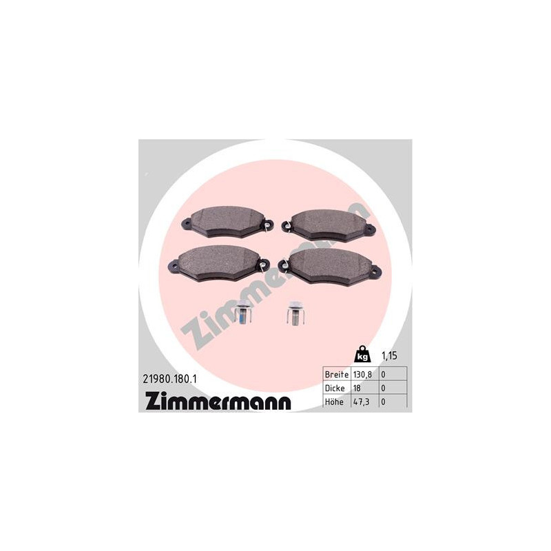 ZIMMERMANN 21980.180.1 Brzdové destičky Přední pro