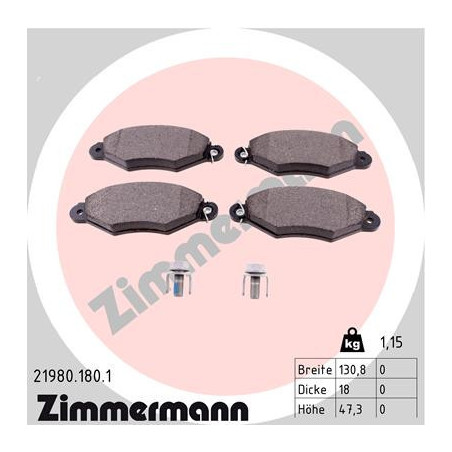 ZIMMERMANN 21980.180.1 Brzdové destičky Přední pro