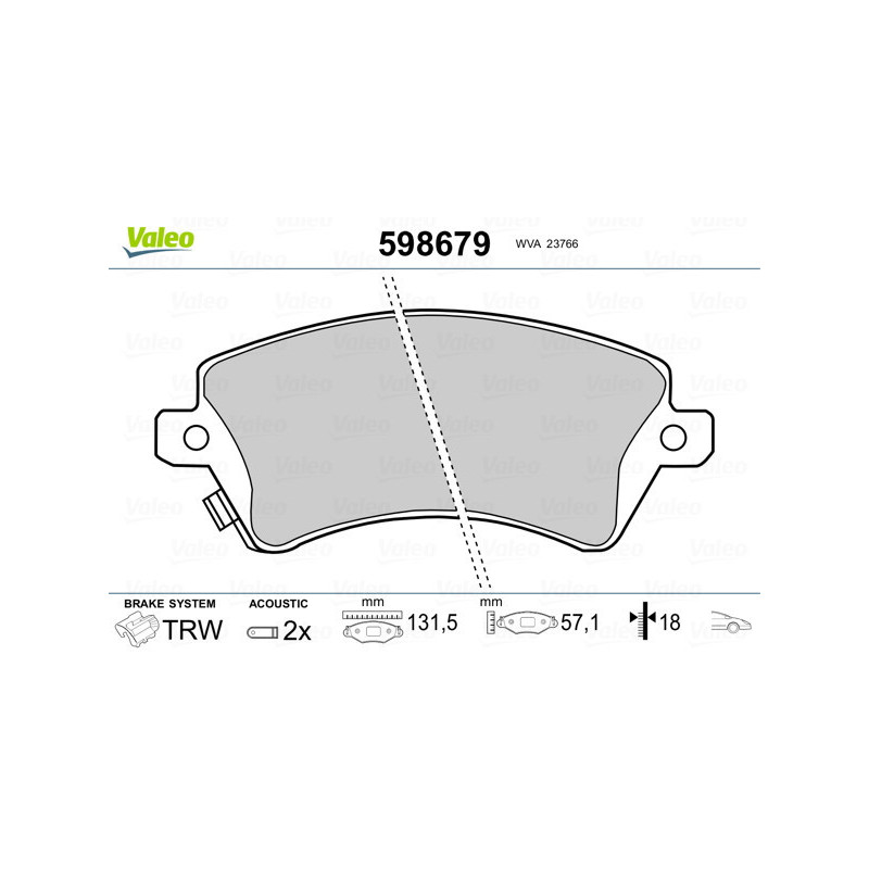 VALEO 598679 Plaquettes de frein Avant pour