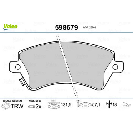 VALEO 598679 Pastiglie freno Anteriore per