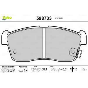 VALEO 598733 Plaquettes de frein Avant pour
