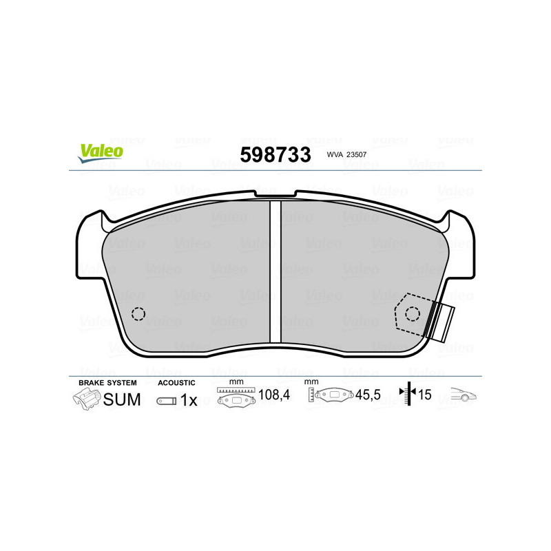 VALEO 598733 Pastillas de freno Delantero para