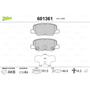VALEO 601361 Plaquettes de frein Arrière pour