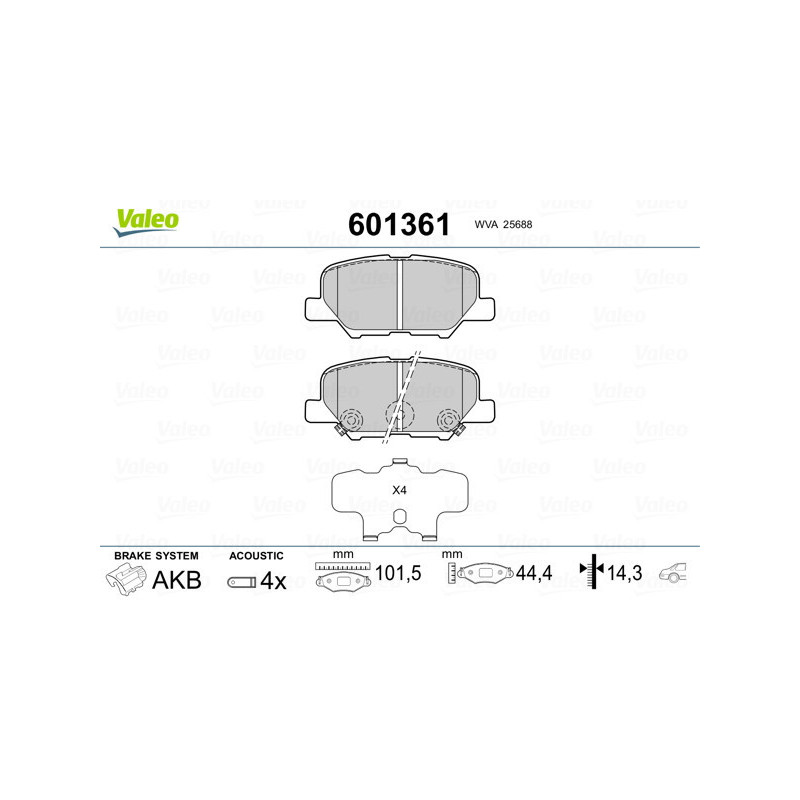 VALEO 601361 Brzdové platničky Zadné pre