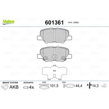 VALEO 601361 Klocki hamulcowe Tył dla