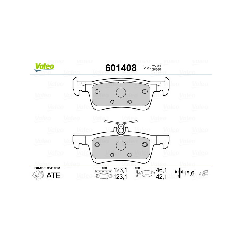 VALEO 601408 Klocki hamulcowe Tył dla