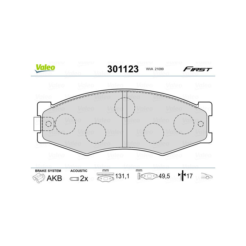 VALEO 301123 Klocki hamulcowe Przód dla