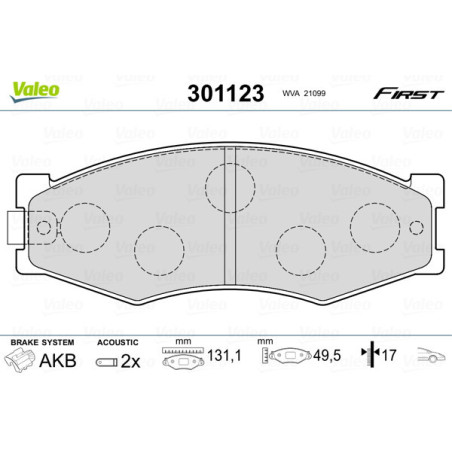 VALEO 301123 Klocki hamulcowe Przód dla