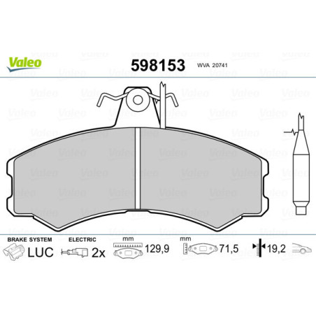 VALEO 598153 Pastillas de freno Delantero para