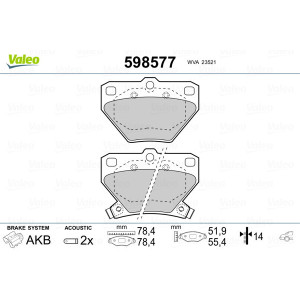 VALEO 598577 Brzdové platničky Zadné pre