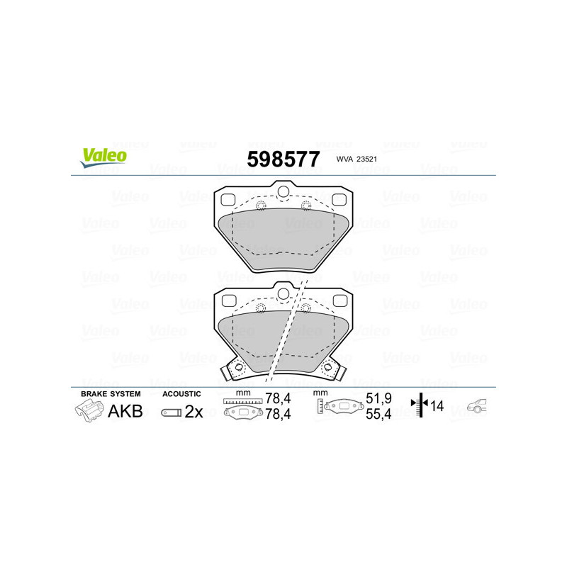 VALEO 598577 Pastiglie freno Posteriore per