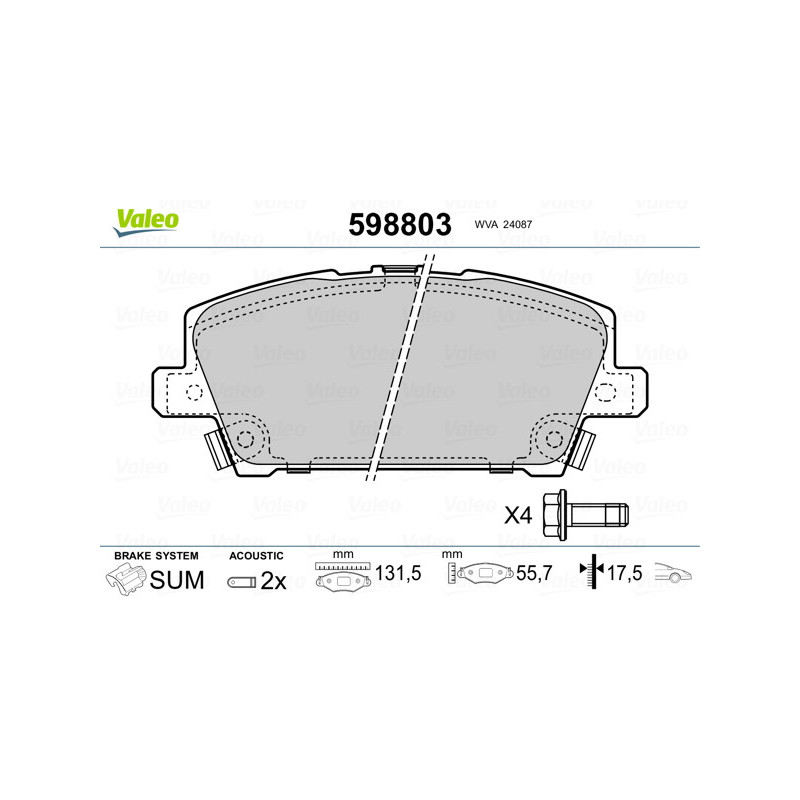 VALEO 598803 Brake Pads