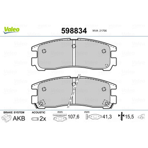 VALEO 598834 Klocki hamulcowe Tył dla