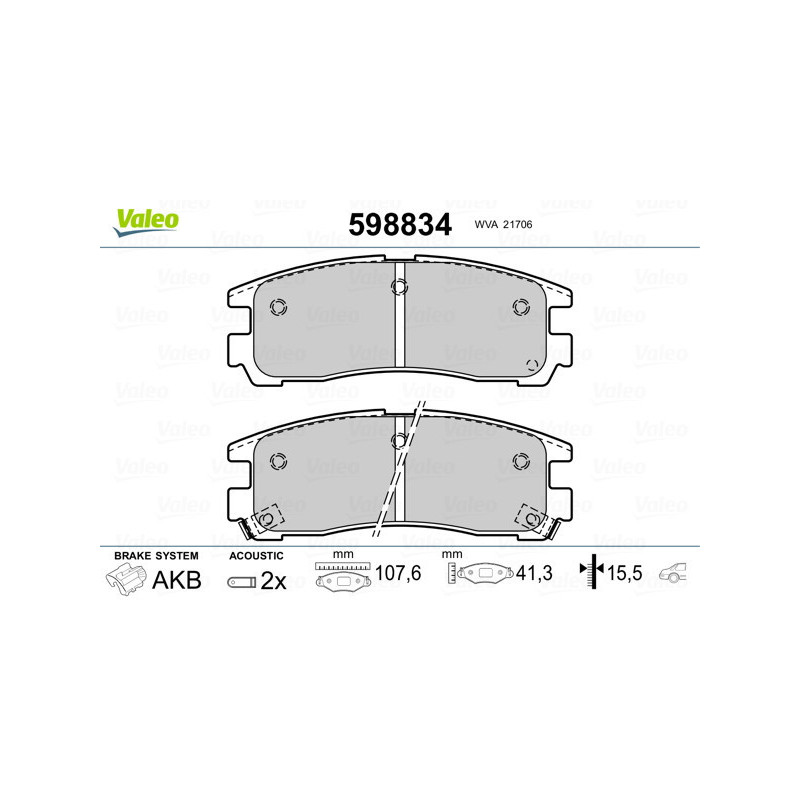 VALEO 598834 Plaquettes de frein Arrière pour