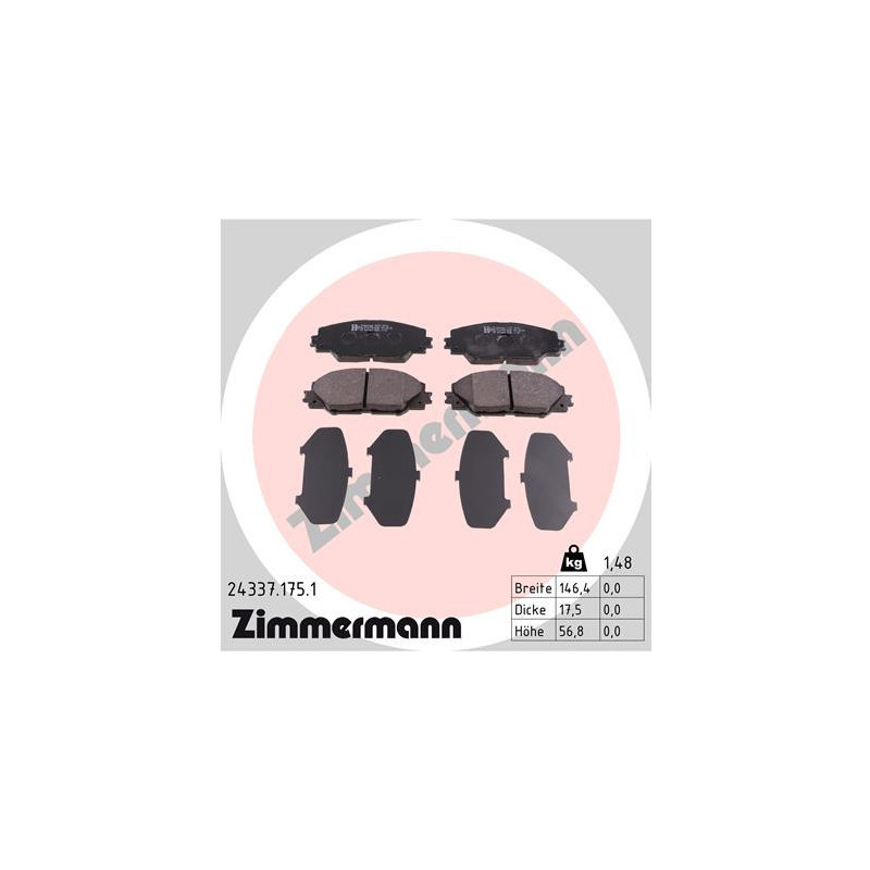 ZIMMERMANN 24337.175.1 Brzdové destičky Přední pro