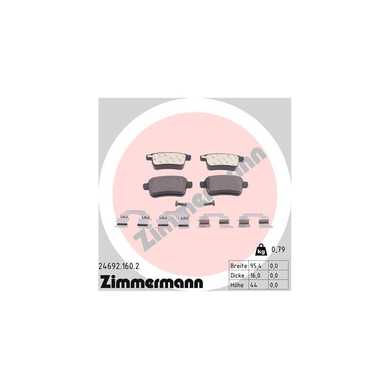 ZIMMERMANN 24692.160.2 Brzdové platničky Zadné pre