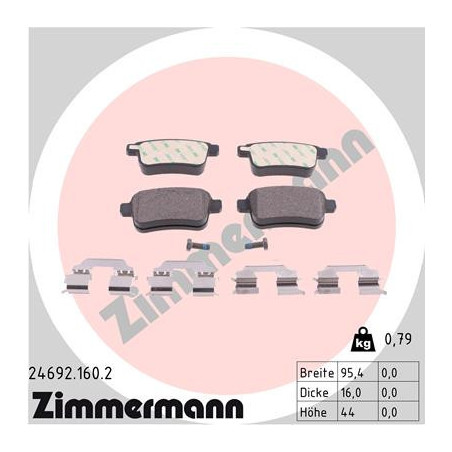 ZIMMERMANN 24692.160.2 Bremsbeläge Hinten für