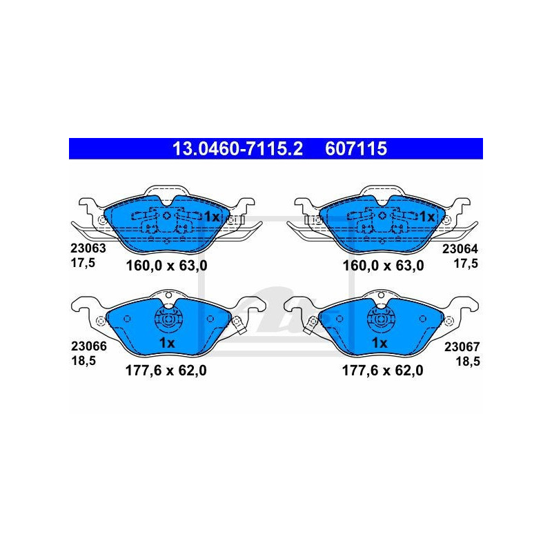 ATE 13.0460-7115.2 Plaquettes de frein avant pour Astra Zafira Astravan