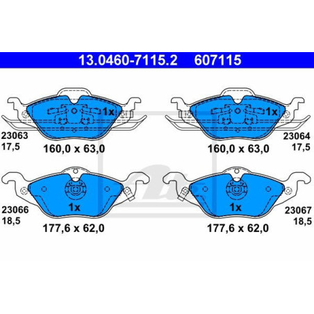 ATE 13.0460-7115.2 Pastillas de freno delantero para Astra Zafira Astravan