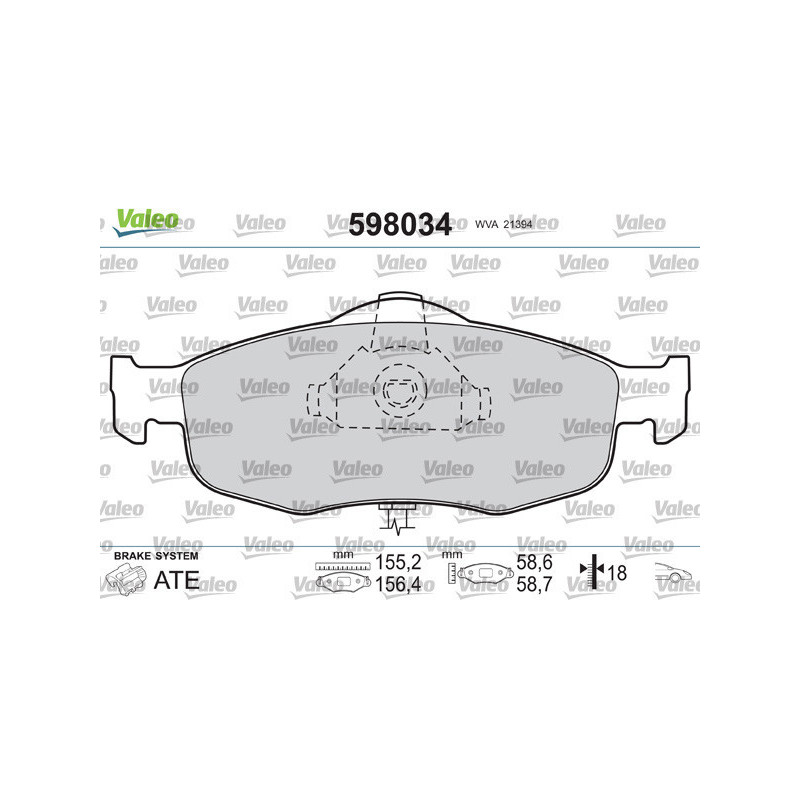 VALEO 598034 Plaquettes de frein Avant pour
