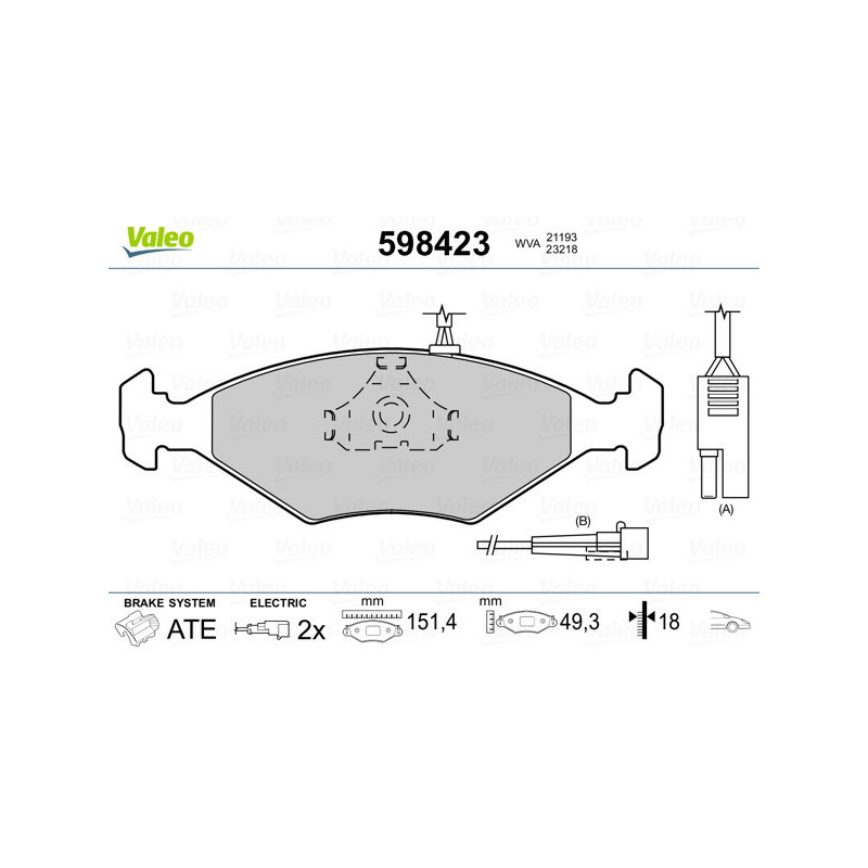 VALEO 598423 Brake Pads Set Front for