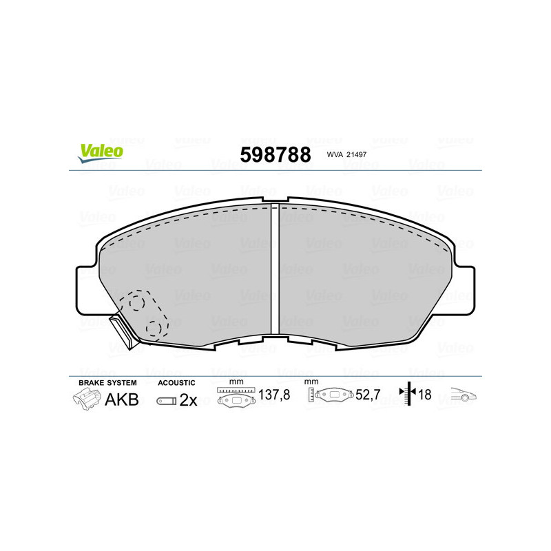 VALEO 598788 Bremsbeläge Vorne für