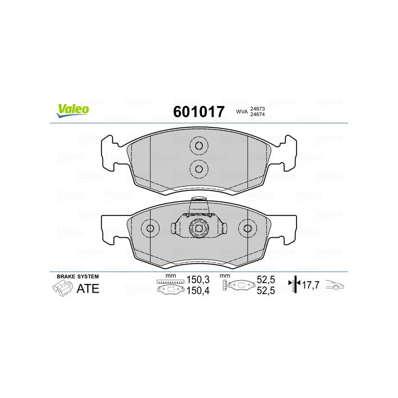 VALEO 601017 Plaquettes de frein Avant pour