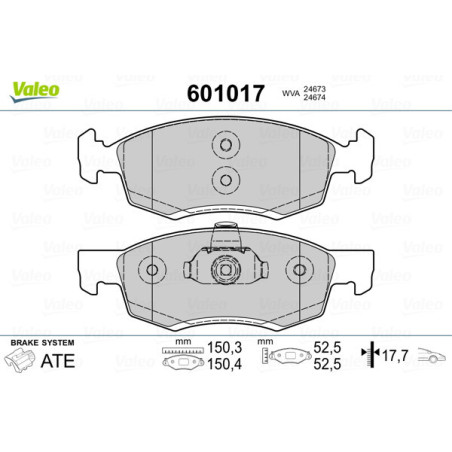 VALEO 601017 Klocki hamulcowe Przód dla