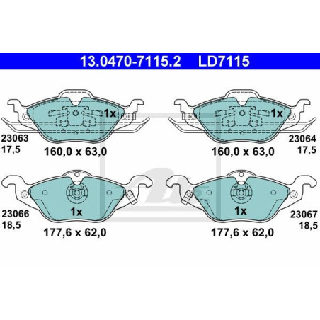ATE 13.0470-7115.2 Brake Pads Set Front for Astra Zafira Astravan